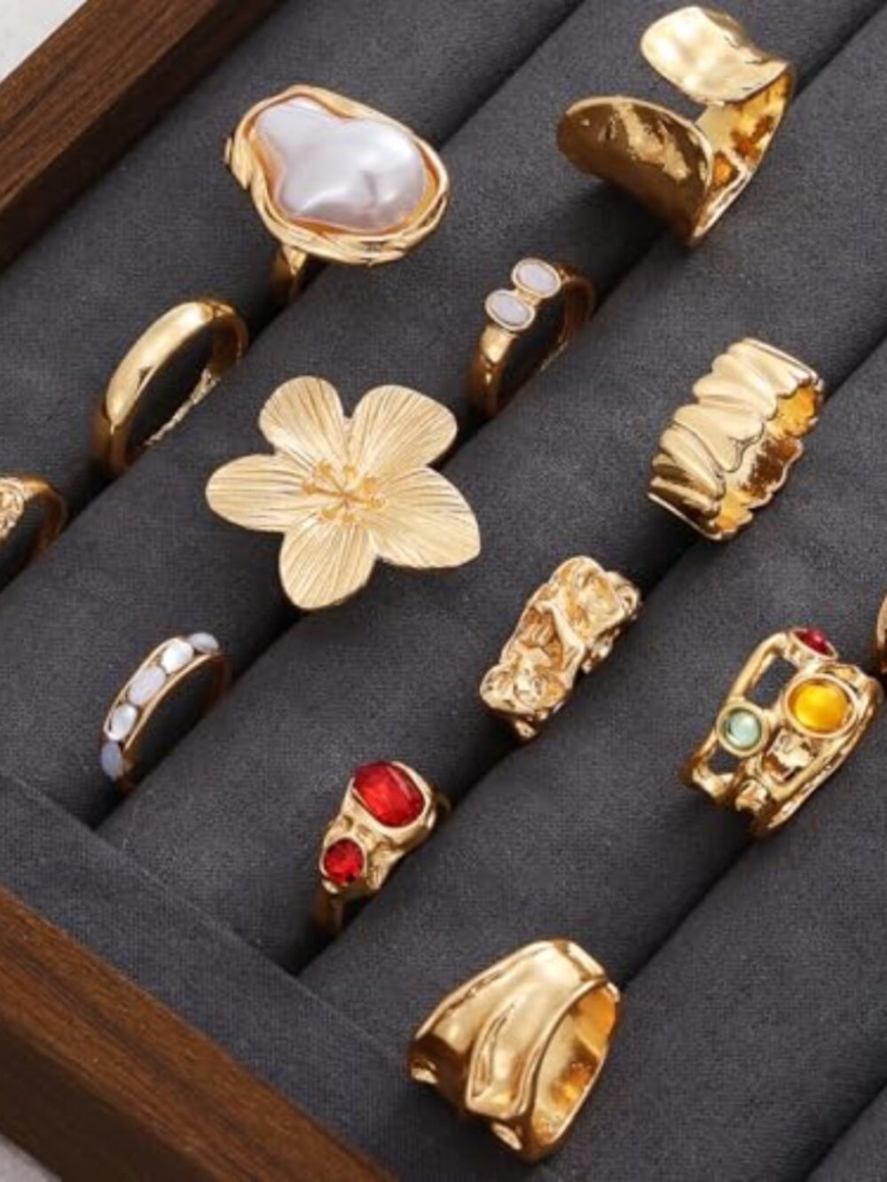 New - Golden Silvery Black Kunckle Rings Set for Women, Dainty Simple Trendy